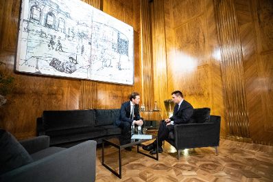 Am 20. November 2018 empfing Bundeskanzler Sebastian Kurz (l.) den Außenminister der Ukraine Pawlo Klimkin (r.) zu einem Gespräch.