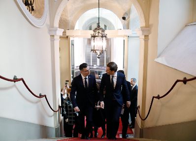 Am 5. Dezember 2018 empfing Bundeskanzler Sebastian Kurz (r.) den slowenischen Premierminister Marjan Šarec (l.) zu einem Gespräch.