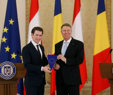Am 21. Dezember 2018 reiste Bundeskanzler Sebastian Kurz (l.) zu einem Arbeitsbesuch nach Bukarest. Im Bild mit dem rumänischen Präsidenten Klaus Werner Johannis (r.).