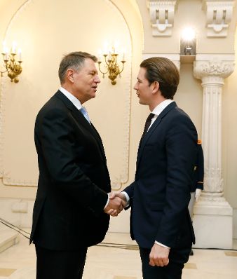 Am 21. Dezember 2018 reiste Bundeskanzler Sebastian Kurz (r.) zu einem Arbeitsbesuch nach Bukarest. Im Bild mit dem rumänischen Präsidenten Klaus Werner Johannis (l.).