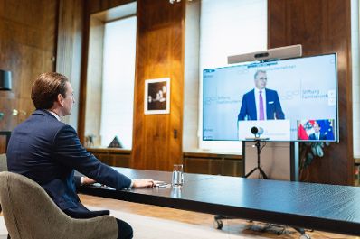 Am 11. Juni 2021 nahm Bundeskanzler Sebastian Kurz (im Bild) an einer Videokonferenz zum Tag des deutschen Familienunternehmens teil.