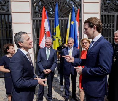 Am 12. Juni 2021 nahm Bundeskanzler Sebastian Kurz (r.) am Europa-Forum Wachau teil. Im Bild mit dem Schweizer Außenminister Ignazio Cassis (l.).