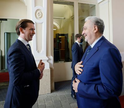 Am 18. Juni 2021 empfing Bundeskanzler Sebastian Kurz (l.) die Regierungschefs der Westbalkanstaaten zu einem Gipfeltreffen im Bundeskanzleramt. Im Bild mit Zdravko Krivokapic (r.), Premierminister der Republik Montenegro.