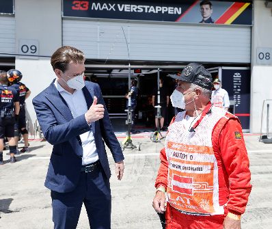 Am 27. Juni 2021 besuchte Bundeskanzler Sebastian Kurz (l.) den Formel 1 Grand Prix Austria in Spielberg.