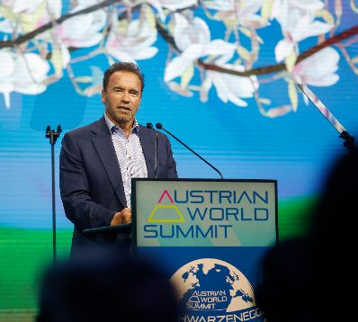 Am 1. Juli 2021 nahm Bundeskanzler Sebastian Kurz am 5. Austrian World Summit teil. Im Bild Arnold Schwarzenegger.