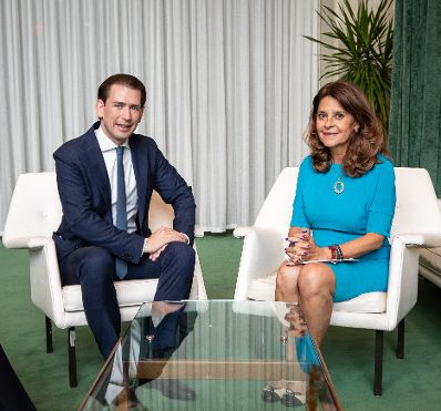Am 12. Juli traf Bundeskanzler Sebastian Kurz (l.) die kolumbianische Vizepräsidentin Marta Lucía Ramírez (r.) in New York.