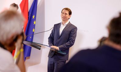 Am 28. Juli 2021 fand der Sommerministerrat der Österreichischen Bundesregierung statt. Im Bild Bundeskanzler Sebastian Kurz bei der Pressekonferenz