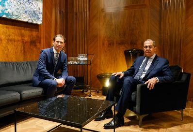 Am 25. August 2021 traf Bundeskanzler Sebastian Kurz (l.) den russischen Außenminister Sergej Lawrow (r.) im Bundeskanzleramt.