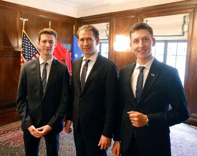 Am 22. September 2021 reiste Bundeskanzler Sebastian Kurz (m.) zu einem mehrtägigen Arbeitsbesuch nach New York. Im Bild beim Austrian-American Empfang.