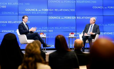 Am 23. September 2021 reiste Bundeskanzler Sebastian Kurz (l.) zu einem mehrtägigen Arbeitsbesuch nach New York. Im Bild beim Council on Foreign Relations.