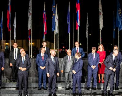 Am 5. Oktober 2021 nahm Bundeskanzler Sebastian Kurz am informellen Europäischen Rat in Slowenien teil. Im Bild beim Gruppenfoto.
