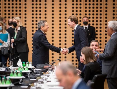 Am 5. Oktober 2021 nahm Bundeskanzler Sebastian Kurz (r.) am informellen Europäischen Rat in Slowenien teil. Im Bild mit dem Zyperns Präsident Nicos Anastasiades (l.).