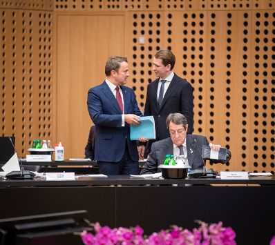 Am 5. Oktober 2021 nahm Bundeskanzler Sebastian Kurz (r.) am informellen Europäischen Rat in Slowenien teil. Im Bild mit dem luxenburger Premierminister Xavier Bettel (l.).