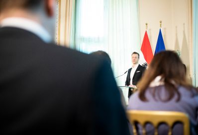 Am 28. März 2019 fand eine Pressekonferenz zum Thema "Die Bundesmuseen ab 2020" im Bundeskanzleramt statt. Im Bild Bundesminister Gernot Blümel.