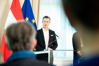 Am 28. März 2019 fand eine Pressekonferenz zum Thema "Die Bundesmuseen ab 2020" im Bundeskanzleramt statt. Im Bild Bundesminister Gernot Blümel.