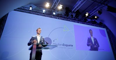 Am 7. Juni 2018 nahm Bundesminister Gernot Blümel (im Bild) am medienpolitischen Diskurs "MedienEnquete" teil.