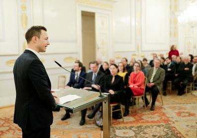 Am 13. Dezember 2018 fand eine Buchpräsentation "20 Jahre Provenienzforschung" im Bundeskanzleramt statt. Im Bild Bundesminister Gernot Blümel (l.).