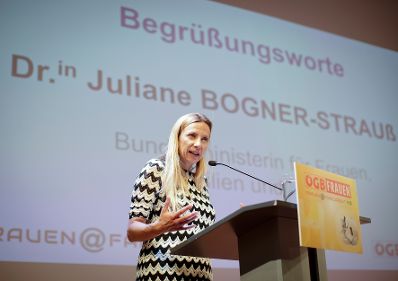 Am 9. April 2018 eröffnete Bundesministerin Juliane Bogner-Strauß (im Bild) den 18. Bundesfrauenkongress des Österreichischen Gewerkschaftsbundes.