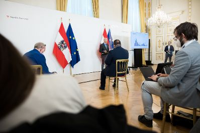 Am 1. Juni 2021 fand eine Pressekonferenz zur aktuellen Lage am Arbeitsmarkt statt. Im Bild Bundesminister Martin Kocher.