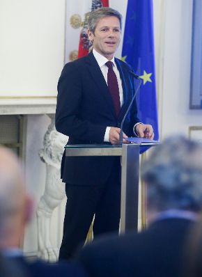 Am 13. November 2014 sprach Kunst- und Kulturminister Josef Ostermayer (im Bild) Grußworte bei der Buchpräsentation "Wiener Kongress. Die Erfindung Europas".