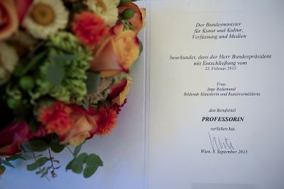 Am 8. September 2015 überreichte Kunst- und Kulturminister Josef Ostermayer die Urkunde mit der Inge Rodemund der Berufstitel Professorin verliehen wurde.