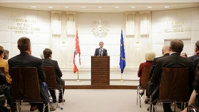 Am 1. Oktober 2015 sprach Kunst- und Kulturminister Josef Ostermayer (im Bild) Grußworte anlässlich des Verfassungstages im Verfassungsgerichtshof.