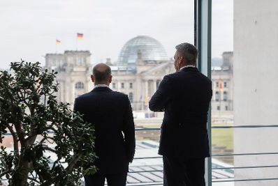 Am 31. März 2022 reiste Bundeskanzler Karl Nehammer (r.) zu einem Arbeitsbesuch nach Berlin. Im Bild mit Bundeskanzler Olaf Schulz (l.).