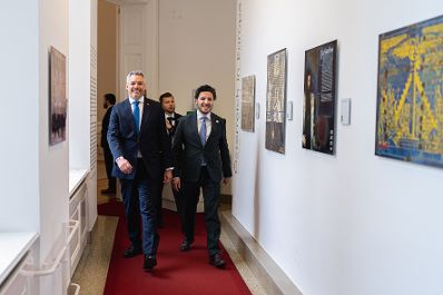 Am 07. Juli 2022 empfing Bundeskanzler Karl Nehammer (l.) den Montenegrischen Ministerpräsident Dritan Abazović (r.) zu einem Arbeitsgespräch.