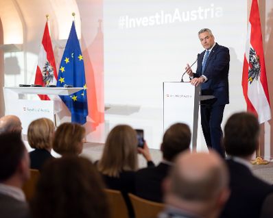 Am 15. Februar 2023 nahm Bundeskanzler Karl Nehammer an der Veranstaltung #InvestInAustria teil.