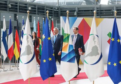 Am 17. Juli 2023 nahm Bundeskanzler Karl Nehammer (m.) am EU-Lateinamerika Gipfel der Staats- und Regierungschefs teil.