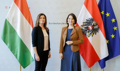 Am 30. Jänner 2023 empfing Bundesministerin Karoline Edtstadler (r.) die ungarischen Ministerin Judit Varga (l.) zu einem Gespräch.