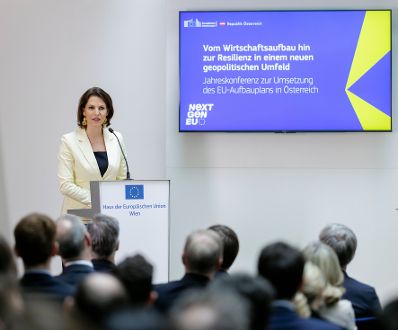 Am 23. März 2023 nahm Bundesministerin Karoline Edtstadler an der Jahreskonferenz zur Umsetzung des EU Aufbauplans in Österreich teil.