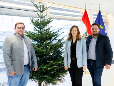 Am 11. Dezember 2023 wurde Staatssekretärin Claudia Plakolm ein Weihnachtsbaum überreicht.